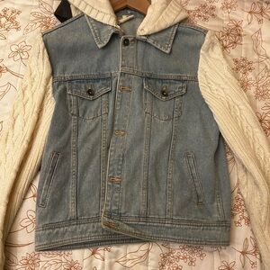 Roxy Blue Denim Jacket with Cream Sleeves